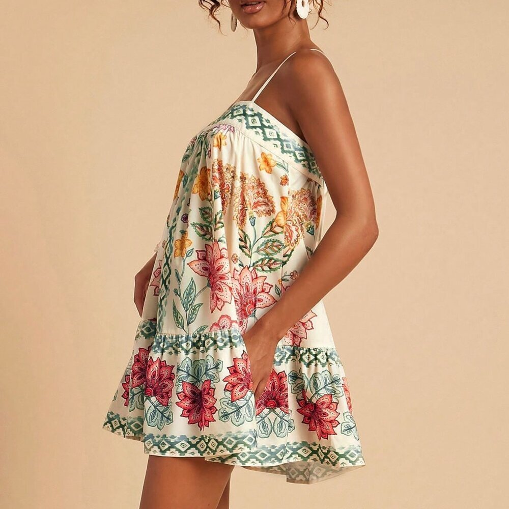 Multicolor Boho Women's Floral Print Spaghetti Strap Dress - Picture 4 of 7